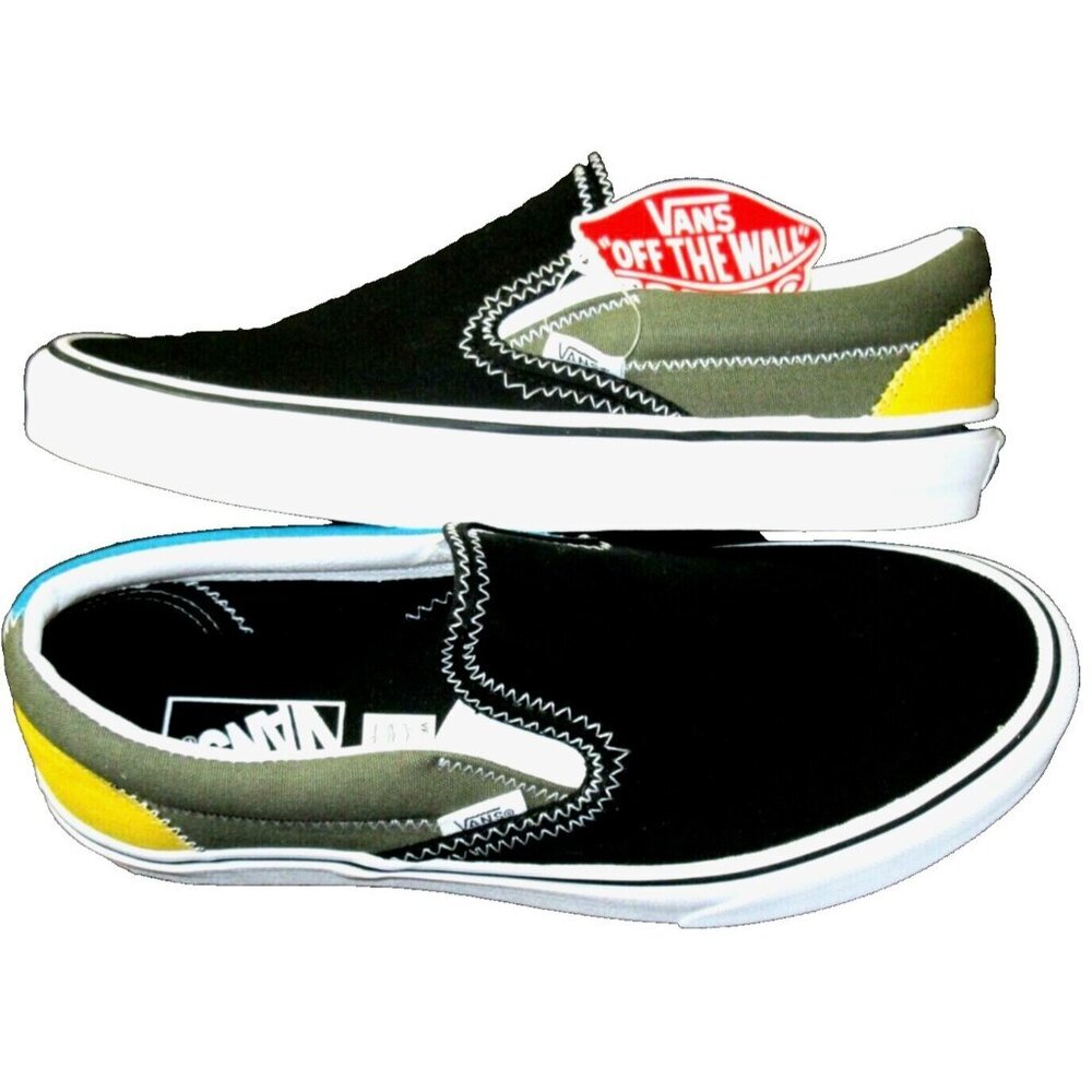Vans Women's Classic Slip On Zig Zag Multi True White Canvas Shoes Size 6.5 NIB
